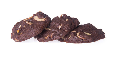 Almonds chocolate chips cookies on background