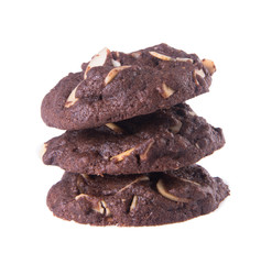 Almonds chocolate chips cookies on background
