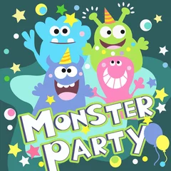 Fotobehang monster party poster © Macrovector