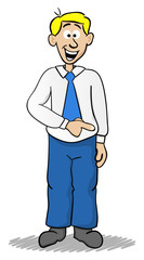 Businessmann der auf etwas deutet