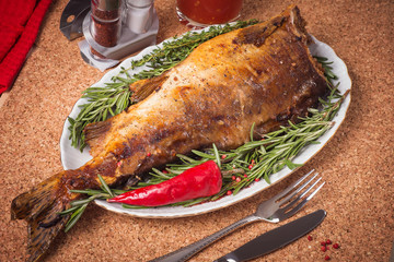Baked pink salmon