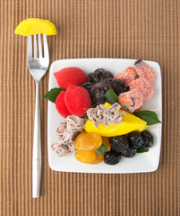 preserved fruits & Dried fruits. Food Snack on a Background