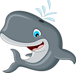 Fototapeta premium kreskówka wieloryb uśmiechnięty
