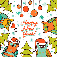 Fototapeta premium christmas background with owls