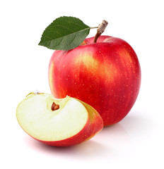 Red apple with leaf
