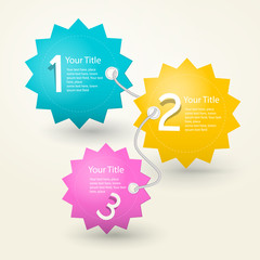One, two, three, paper progress steps for tutorial, infographics