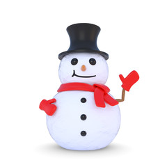 3d snowman waving