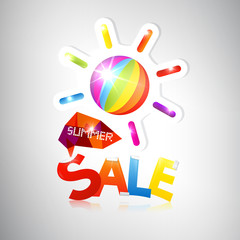 Summer Sale - vector colorful heading with sun