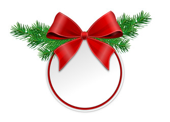 Schild mit Tannenzweig und Schleife
