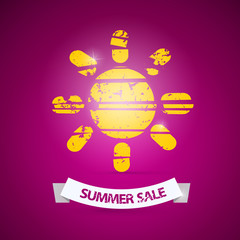 Vector Summer Sale Title with Sun Symbol