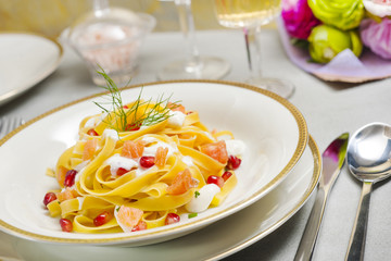 Tagliatelle Pasta with Salmon