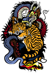 dragon and tiger fighting