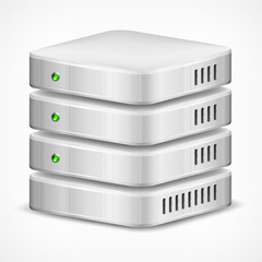 Database, computer hard disk isolated on white, vector