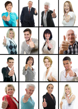 Collage zufriedene, erfolgreiche Menschen
