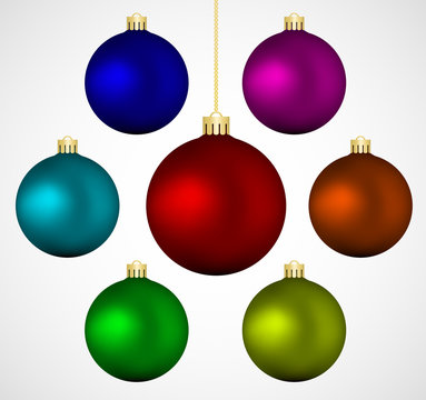 Set of colorful christmas vector baubles, isolated