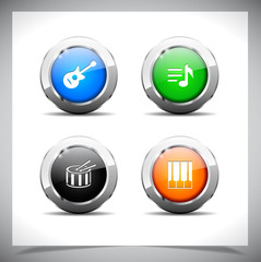 Metal web buttons. Vector eps10.