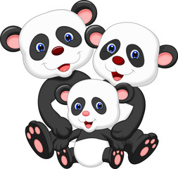 Obraz premium Panda bear family cartoon