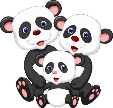 Panda bear family cartoon