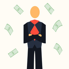 Rich Business Man with money Vector Illustration