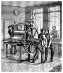Pracownicy - maszyna: przemysł papierniczy - XIX wiek - 58172344
