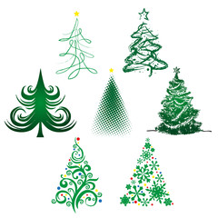 Set Weihnachtsbaum Stern Abstrakt Vektor