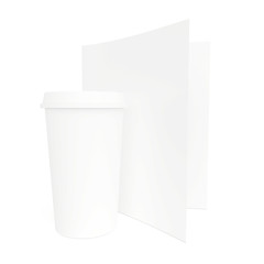 Paper cup and a white sheet of paper