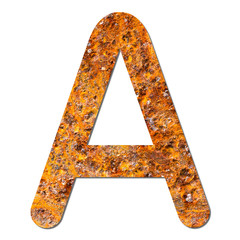 Font rusty steel texture alphabet A