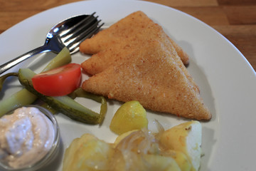 Czech fried cheese in a restaurant