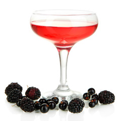 Jelly with fresh berries isolated on white