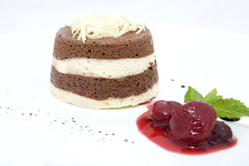 creamy chocolate desserts and ice cream on a white background