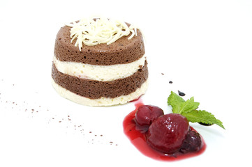creamy chocolate desserts and ice cream on a white background
