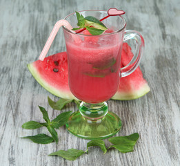 Glass of fresh watermelon juice,