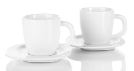 White cups isolated on white
