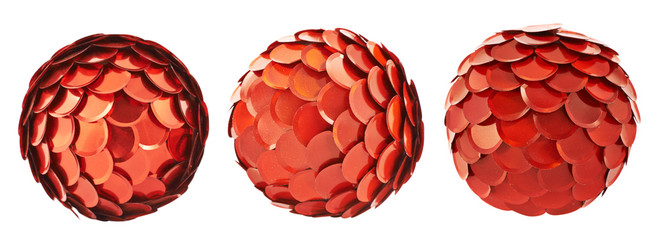 Red christmas decoration balls isolated