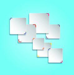 Abstract 3d white rectangles on a blue background