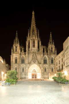 Cathedral at night. Barcelona, Spain