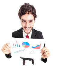 Smiling businessman showing a business plan