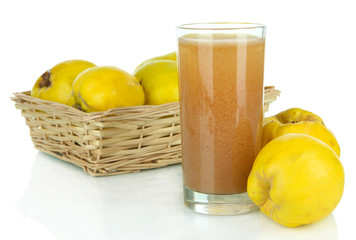 Sweet quince with juice isolated on white
