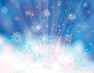 Vector blue background with snowflakes.