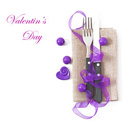 Table place setting for Valentine's Day