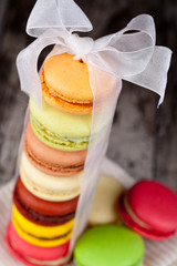 Macaroons on a wooden table