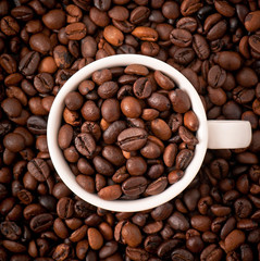 coffee beans with white cup