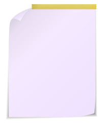 Empty paper sheet isolated on white background.