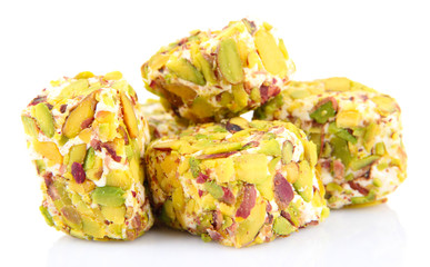 Tasty oriental sweets (Turkish delight), isolated on white