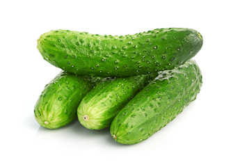 green cucumbers  isolated on white background