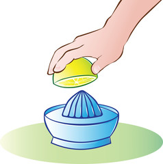 Vector illustration of hand squeezing lemon - 58183105