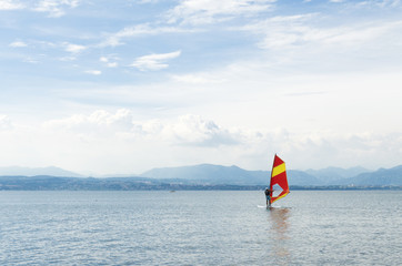 surfer on lake