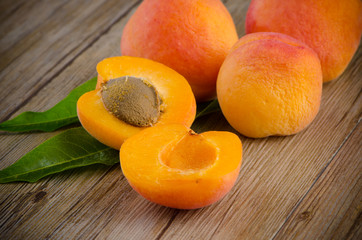 Apricots with leaves