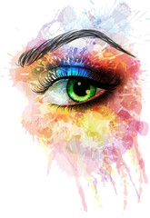 Eye made of colorful splashes