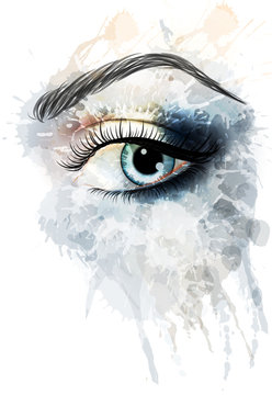 Eye made of watercolor splashes